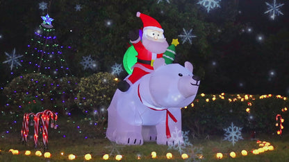 GOOSH 6 FT Christmas Inflatables Santa Clause Riding Bear with Shaking Head Outdoor Decorations Blow Up Yard Decor with LED Lights for Xmas Holiday Party Indoor Garden Lawn Décor