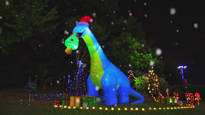 Goosh 10ft Christmas Inflatables Outdoor Decorations, Blow Up Dinosaur Christmas Tree Inflatable with Built-in LEDs for Christmas Indoor Outdoor Yard Lawn Garden Decorations