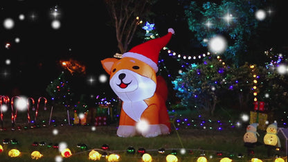 Goosh 4FT Christmas Inflatables Outdoor Decorations Blow Up Dog Built-in LEDs for Christmas Indoor Outdoor Yard Lawn Garden Decorations