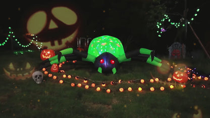 GOOSH 9FT Wide Halloween Inflatable Spider Outdoor Decorations Giant Blow Up Yard Decoration with Built-in LED for Yard Garden Party Lawn