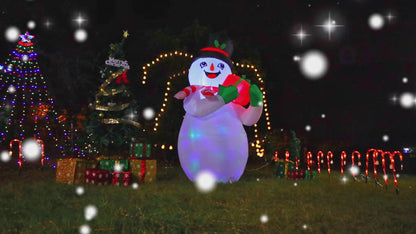 GOOSH 6 FT Height Christmas Inflatables Snowman with Gift Box, Blow Up Yard Decoration Clearance with LED Lights Built-in for Holiday/Party/Yard/Garden