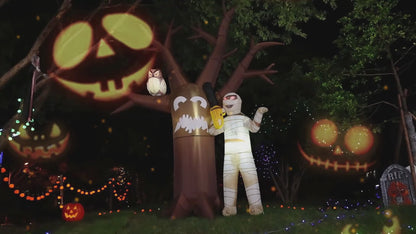 GOOSH 12 FT Halloween Inflatables Dead Tree with Mummy Outdoor Decorations Dead Tree Blow Up Yard Mummy Inflatables Holiday Inflatables for Outdoor Yard Garden Lawn Decor