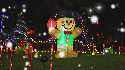 GOOSH 5 FT Christmas Inflatables Gingerbread Man Outdoor Christmas Decorations Blow Up Yard Decor with LED Lights for Xmas Holiday Party Indoor Garden Lawn Décor