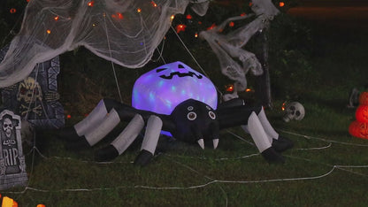 GOOSH 5 FT Width Halloween Inflatables Outdoor Decorations Spider with Magic Light, Blow Up Yard Decorations with LED Lights for Party Yard Garden Lawn