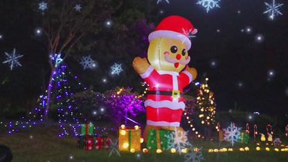 GOOSH 8 FT Tall Christmas Gingerbread Inflatables Outdoor Decorations Blow Up with Built-in LEDs for Indoor Party Yard Lawn Garden Decor
