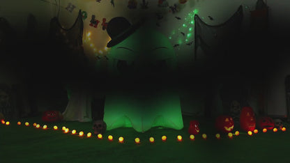 Goosh Halloween Inflatables 5 FT Green Light Ghost with Big Eyes Halloween Blow Ups Decorations with Built-in Rotating LED Lights for Holiday Party Indoor Outdoor Yard Garden Lawn