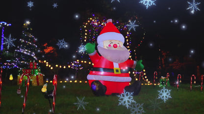 GOOSH 5 FT Christmas Inflatables Santa Claus Outdoor Decorations Blow Up Yard Sitting Santa Claus with Built-in LEDs for Holiday Xmas Garden Lawn Decor