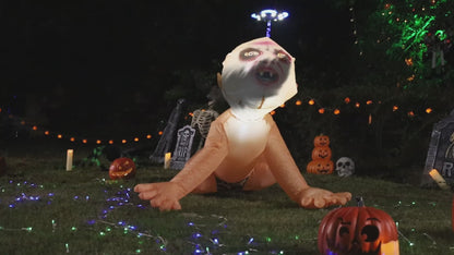 GOOSH 4FT Halloween Inflatable Outdoor Zombie Baby Blow Up Yard Decoration Clearance with LED Lights Built-in for Holiday/Party/Yard/Garden