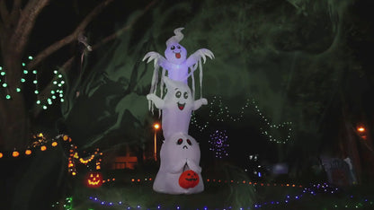 GOOSH 10 FT High Halloween Inflatable Overlap Ghost Blow Up Yard Decoration Clearance with LED Lights Built-in for Holiday/Party/Yard/Garden