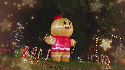 GOOSH 6.7 FT Christmas Inflatables Gingerbread Outdoor Decorations Blow Up Yard Gingerbread Man Inflatable with Built-in LEDs for Indoor Christmas Holiday Party Garden Lawn Decor