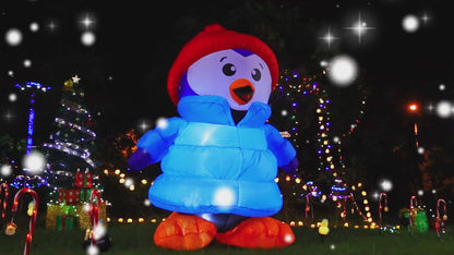 GOOSH 6 FT Height Christmas Inflatables Outdoor Down-Filled Coat Penguin, Blow Up Yard Decoration Clearance with LED Lights Built-in for Holiday/Christmas/Party/Yard/Garden