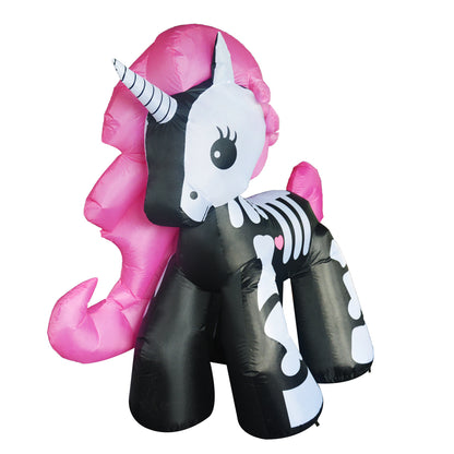 6FT Inflatable Halloween Decorations Inflatables Skeleton Unicorn,Blow Up Skeleton Unicorn Halloween Outdoor Yard Decorations