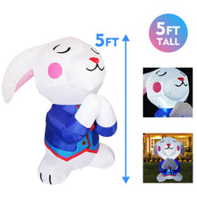 Load image into Gallery viewer, 5 ft Tall Easter Inflatable Decorations Praying Bunny Yard Decoration with Build in LEDs for Easter Holiday Party Indoor, Outdoor, Yard, Garden, Lawn Decor
