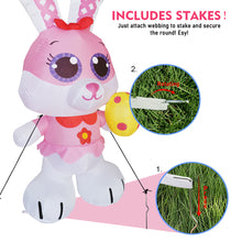 Load image into Gallery viewer, 5 ft Tall Easter Inflatable Decorations Cute Bunny with Egg in Hand Yard Decoration with Build in LEDs, Inflatable Toys for Indoor, Outdoor, Courtyard, Garden and Lawn Autumn Decoration
