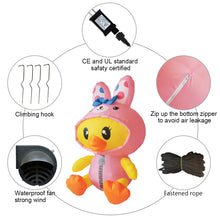 Load image into Gallery viewer, 5 ft Tall Easter Inflatable Decorations Chick with Bunny Clothes Yard Decoration with Build in LEDs, for Easter Holiday Party Indoor, Outdoor, Yard, Garden
