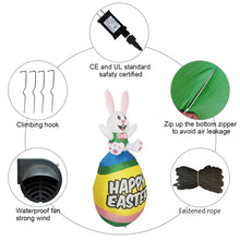Load image into Gallery viewer, 5 ft Tall Easter Inflatable Decorations Happy Bunny Sitting on Easter Egg Yard Decoration with Build in LEDs for Outdoor, Easter Holiday Party Indoor, Yard, Garden, Lawn Decor
