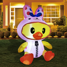 Load image into Gallery viewer, 5 ft Tall Easter Inflatable Decorations Chick with Bunny Clothes Yard Decoration with Build in LEDs, for Easter Holiday Party Indoor, Outdoor, Yard, Garden
