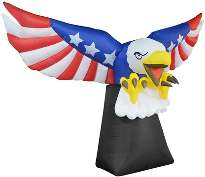 GOOSH 6 FT Tall Patriotic Independence Day 4th of July Inflatable American Flying Bald Eagle Blow Up Inflatables with Build-in LED Lights for Party Indoor,Outdoor,Yard,Garden,Lawn Decorations
