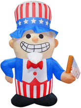 Load image into Gallery viewer, 6.3 ft Tall Independence Day Inflatable Uncle Sam with Star Spangled Top Hat and American Flag Blowup Inflatables with Build-in LED Lights for Party
