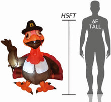 Load image into Gallery viewer, 5FT Thanksgiving Day Inflatables Turkeys Claus Holding a Gift Present LED Lights Indoor Outdoor Yard Lawn Decoration Holiday Blow Up Turkey Party Display
