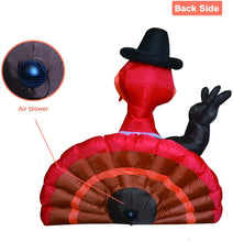 Load image into Gallery viewer, 5FT Thanksgiving Day Inflatables Turkeys Claus Holding a Gift Present LED Lights Indoor Outdoor Yard Lawn Decoration Holiday Blow Up Turkey Party Display

