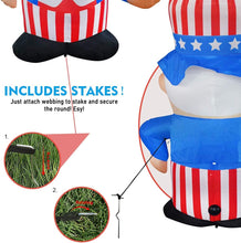 Load image into Gallery viewer, 6.3 ft Tall Independence Day Inflatable Uncle Sam with Star Spangled Top Hat and American Flag Blowup Inflatables with Build-in LED Lights for Party
