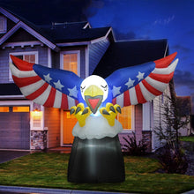 Load image into Gallery viewer, 6 ft Tall Patriotic Independence Day 4th of July Inflatable American Flying Bald Eagle Blow Up Inflatables with Build-in LED Lights for Party Indoor,Outdoor,Yard,Garden,Lawn Decorations
