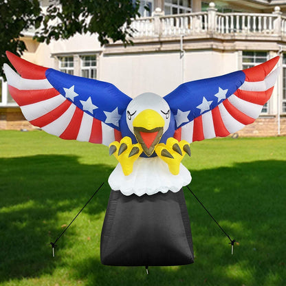 GOOSH 6 FT Tall Patriotic Independence Day 4th of July Inflatable American Flying Bald Eagle Blow Up Inflatables with Build-in LED Lights for Party Indoor,Outdoor,Yard,Garden,Lawn Decorations