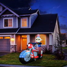 Load image into Gallery viewer, 6 ft Tall Patriotic Independence Day Inflatable Uncle Sam Sitting on Motorcycle Blowup Inflatables with Build-in LED Lights for Party Indoor,Outdoor,Yard,Garden,Lawn Decorations 5 Instructions
