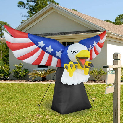 GOOSH 6 FT Tall Patriotic Independence Day 4th of July Inflatable American Flying Bald Eagle Blow Up Inflatables with Build-in LED Lights for Party Indoor,Outdoor,Yard,Garden,Lawn Decorations