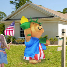 Load image into Gallery viewer, 6 ft Tall Patriotic Independence Day Inflatable American Bear with Torch and USA Book Blowup Inflatables with Build-in LED Lights for Party Indoor,Outdoor,Yard,Garden,Lawn Decorations
