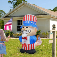 Load image into Gallery viewer, 6.3 ft Tall Independence Day Inflatable Uncle Sam with Star Spangled Top Hat and American Flag Blowup Inflatables with Build-in LED Lights for Party

