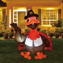 Load image into Gallery viewer, 5FT Thanksgiving Day Inflatables Turkeys Claus Holding a Gift Present LED Lights Indoor Outdoor Yard Lawn Decoration Holiday Blow Up Turkey Party Display
