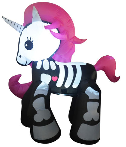 6FT Inflatable Halloween Decorations Inflatables Skeleton Unicorn,Blow Up Skeleton Unicorn Halloween Outdoor Yard Decorations