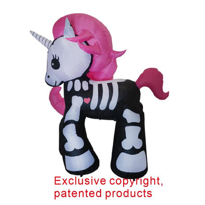 6FT Inflatable Halloween Decorations Inflatables Skeleton Unicorn,Blow Up Skeleton Unicorn Halloween Outdoor Yard Decorations