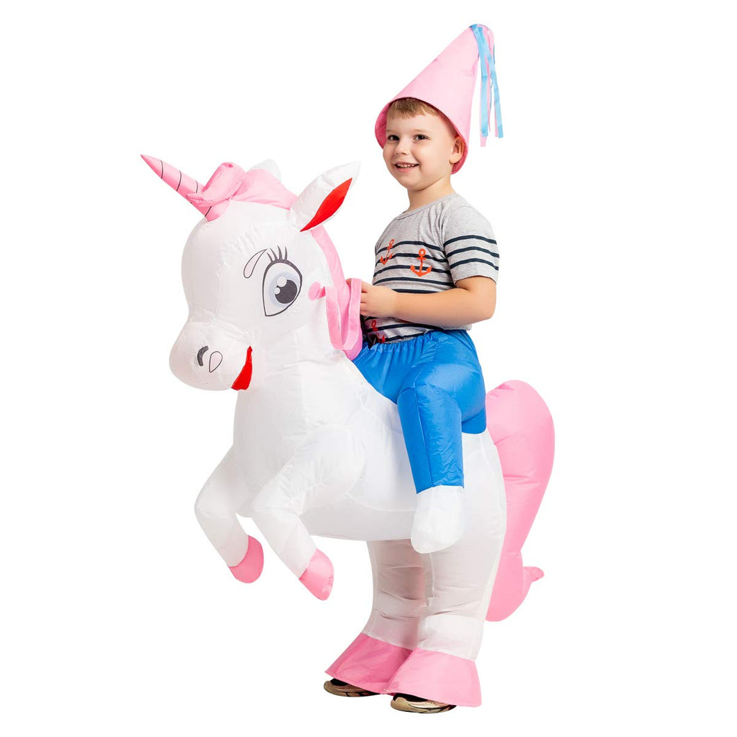 GOOSH Inflatable Costume for Kids, Halloween Costumes Boys Girls Unicorn Rider, Blow Up Costume for Unisex Godzilla Toy