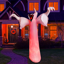 Load image into Gallery viewer, GOOSH 12 FT Tall Halloween Inflatables Giant Spooky Grim Reaper Ghost with Growing Red Eyes Blow Up Flame Lights Decorations for Holiday Garden Yard Lawn Decor
