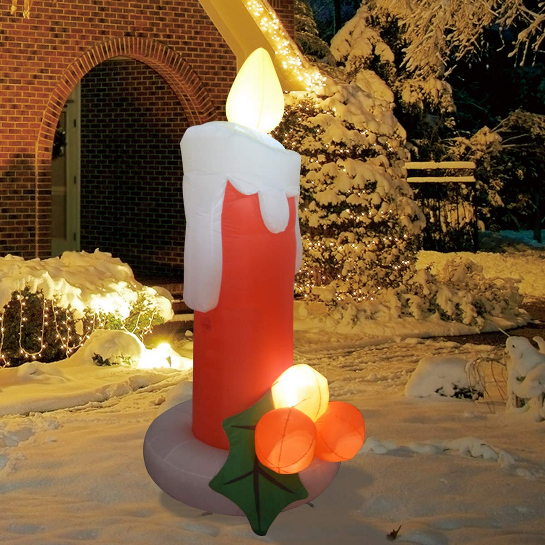 GOOSH 6 FT Height Christmas Inflatables Outdoor Candle, Blow Up Yard Decoration Clearance with LED Lights Built-in for Holiday/Christmas/Party/Yard/Garden