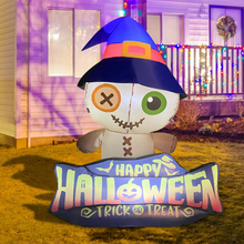 Load image into Gallery viewer, Halloween Inflatable 4.7FT Wizard Hat Voodoo Doll with Built-in LEDs Blow Up Yard Decoration for Holiday Party Indoor, Outdoor, Yard, Garden, Lawn

