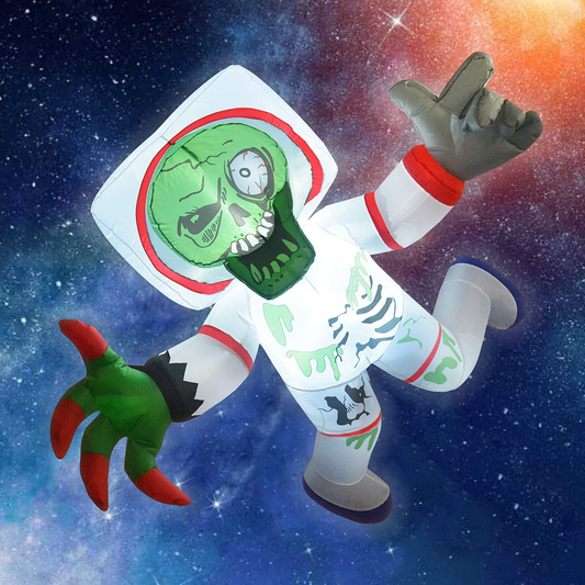 GOOSH 5Feet High Halloween Inflatable Hanging Space Zombie Blow Up Yard Decoration Clearance with LED Lights Built-in for Holiday/Party/Yard/Garden