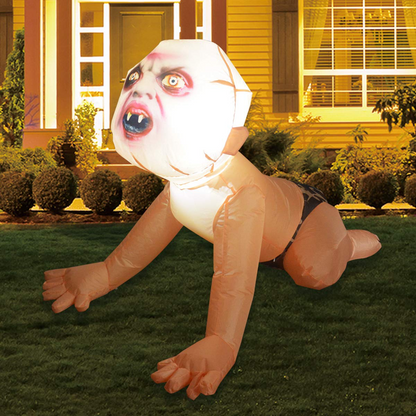 GOOSH 4FT Halloween Inflatable Outdoor Zombie Baby Blow Up Yard Decoration Clearance with LED Lights Built-in for Holiday/Party/Yard/Garden