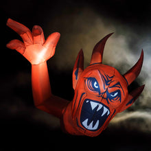 Load image into Gallery viewer, GOOSH 5 Foot Length Halloween Inflatables Halloween Red Devil Raise Hands with Build-in LED Light Blow Up Inflatables for Halloween Party Indoor Outdoor Tree Yard Garden Lawn Decorations
