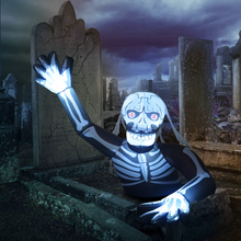 Load image into Gallery viewer, GOOSH 5 FT Height Halloween Inflatables Outdoor Skeleton Zombie Raising a Hand Up with Long Fingers, Blow Up Yard Decoration Clearance with LED Lights Built-in for Holiday/Party/Yard/Garden
