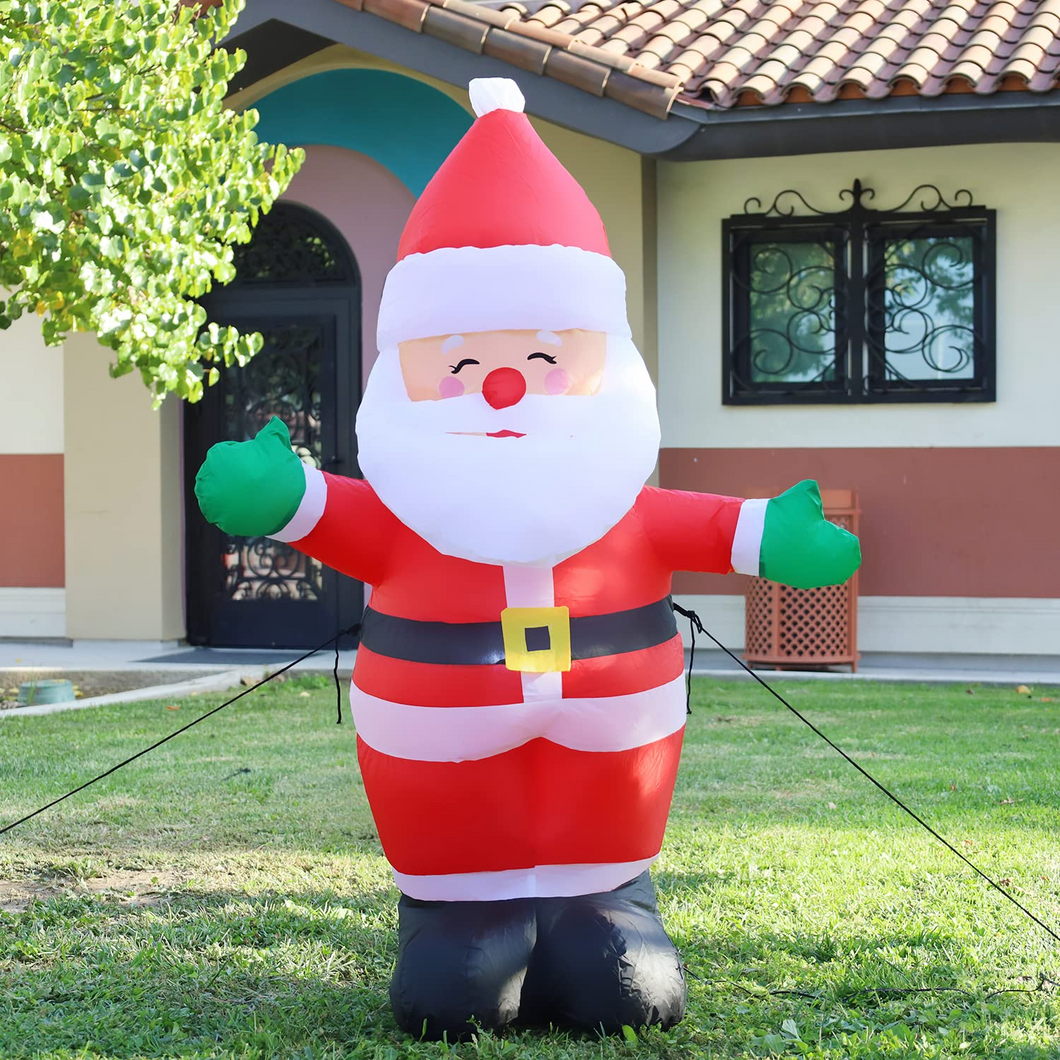 GOOSH 5 FT Christmas Inflatable Outdoor Smiley Santa Claus, Blow Up Yard Decoration Clearance with LED Lights Built-in for Holiday/Party/Xmas/Yard/Garden