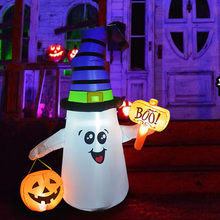 Load image into Gallery viewer, GOOSH 5FT Inflatable Halloween Cute Ghost with The Pumpkin Blow Up Inflatables Halloween Outdoor Yard Decoration
