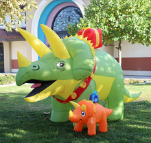 Load image into Gallery viewer, GOOSH 7.5 FT Length Christmas Inflatables Outdoor Green Triceratops Dinosaur, Blow Up Yard Decoration Clearance with LED Lights Built-in for Holiday/Christmas/Party/Yard/Garden
