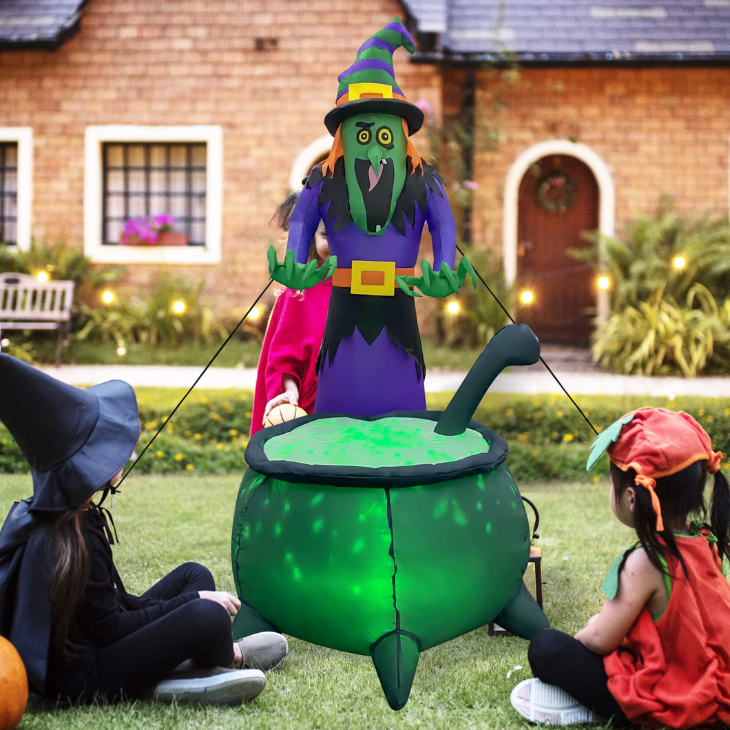 Halloween Inflatable 5.5FT Witch with Built-in LEDs Blow Up Yard Decoration for Holiday Party Indoor, Outdoor, Yard, Garden, Lawn