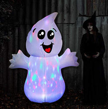 Load image into Gallery viewer, GOOSH 5 FT Halloween Inflatable Outdoor Cute Ghost with Magic Light, Blow Up Yard Decoration Clearance with LED Lights Built-in for Holiday/Party/Yard/Garden
