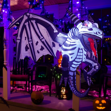 Load image into Gallery viewer, GOOSH 7 FT Length Halloween Inflatable Outdoor Hanging Big Wings Skeleton Dinosaur, Blow Up Yard Decoration Clearance with LED Lights Built-in for Holiday/Party/Yard/Garden
