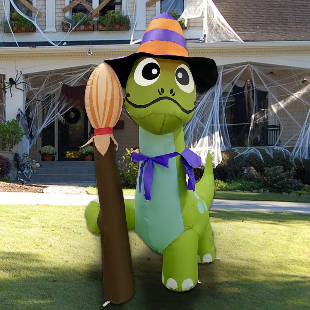 Halloween Inflatable 5FT Painter Tanystropheus Dinosaur with Built-in LEDs Blow Up Yard Decoration for Holiday Party Indoor, Outdoor, Yard, Garden, Lawn